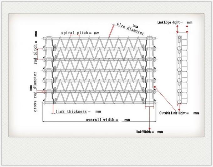 пояс гибкого трубопровода транспортера ячеистой сети металла 400mm 500mm плоский с цепью 1